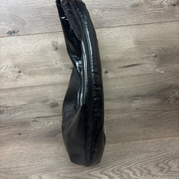 ZARA Shoulder Bag Hobo Black Faux Leather Slouchy Large Tote Purse Zip Closure - Picture 7 of 16